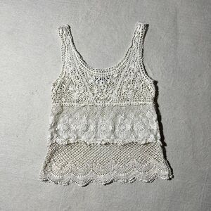 American Eagle Outfitters Women's Small White Cream Crochet Boho Tank Top
